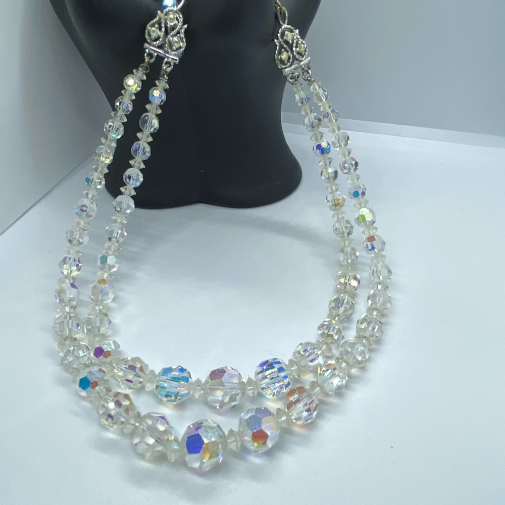 ORIGINAL CORO DOUBLE STRAND GRADUATED AB CRYSTAL NECKLACE